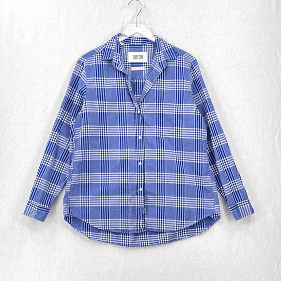 GRAYSON The Hero Button Up Shirt Womens Large Blue White Plaid ANTHROPOLOGIE - Picture 4 of 14